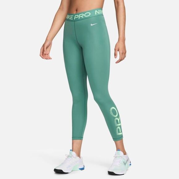 Nike Pro Mid-Rise 7/8 Graphic Leggings Bicoastal Vapour Green White Size Small - Picture 1 of 11